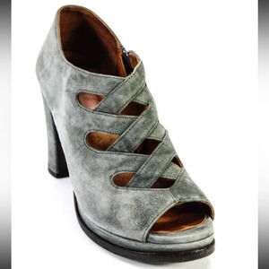 Chie Mihara Womens Suede Zip Up Platform High Heels Pumps Gray 37 7